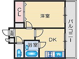 こすもらいふ千里 1DKの間取図画像