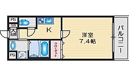 ロイヤルクイーンズパーク吹田 1Kの間取図画像