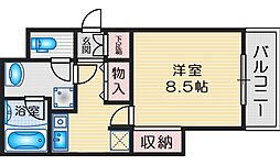 アスール江坂 1Kの間取図画像