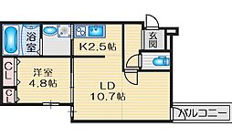 フジパレス吹田清和園5番館 1LDKの間取図画像