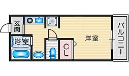 ルミナス岸部 ワンルームの間取図画像