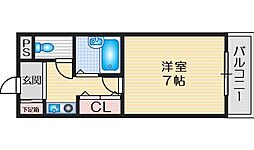 シャトレ豊津1 1Kの間取図画像