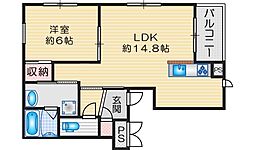 Nike-La-Victoire江坂 1LDKの間取図画像