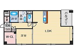 CASSIA江坂 1LDKの間取図画像