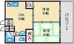 ハマビル 2DKの間取図画像