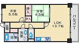 フローイント・上長 2LDKの間取図画像