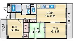 レジデンス穂波 3LDKの間取図画像