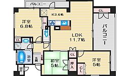セレッソコート千里中央アネックス 3LDKの間取図画像