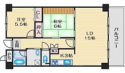 ロイヤルプラザ千里 2LDKの間取図画像