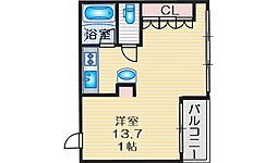 イータ・フラッツ 1Kの間取図画像