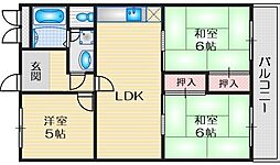 グリーンヒル千里 3LDKの間取図画像