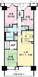 レジオンスクエア緑地公園3番館 3LDKの間取図画像