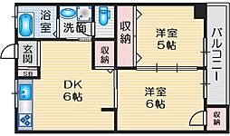 マンション真砂 2DKの間取図画像
