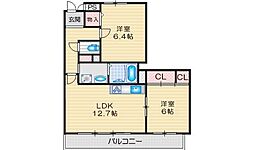 アドバンス江坂 2LDKの間取図画像