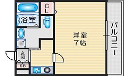 レジア内本町 1Kの間取図画像