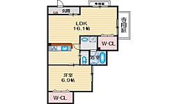 ウェストコート 1LDKの間取図画像