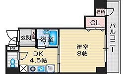ウエストサイド江坂 1DKの間取図画像