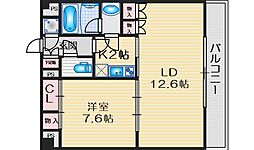 レジディア江坂 1LDKの間取図画像