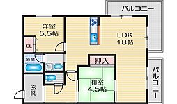 パインハイツ 2LDKの間取図画像