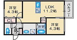 千里山東4丁目PJ 2LDKの間取図画像