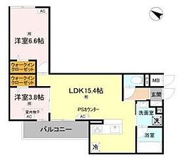 (仮称)D-ROOM山田東4丁目PJ 2LDKの間取図画像