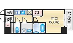 エスリード江坂セントラム 1Kの間取図画像
