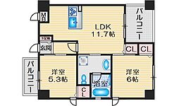 フェニックス緑地公園 2LDKの間取図画像