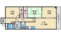 サンシャイン朝日が丘 3LDKの間取図画像