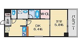 ニッケノーブルハイツ江坂 1LDKの間取図画像