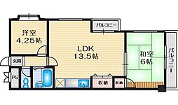グランベガ緑地公園 2LDKの間取図画像