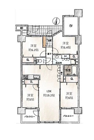 間取り 調布多摩川ガーデンフォート 8階/-
