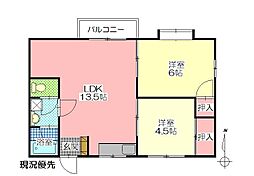 レインボーヴィラ 2階2LDKの間取り