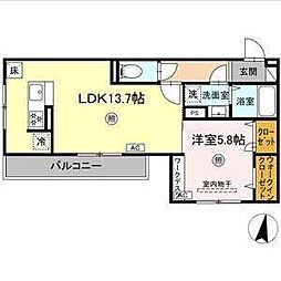 サニーサイド幸町I 1LDKの間取図画像