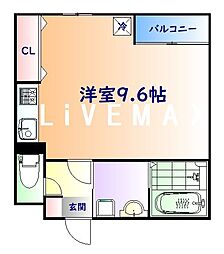 仙台市営南北線 北仙台駅 徒歩6分の賃貸マンション 3階ワンルームの間取り