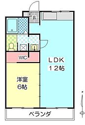 カーサ豊府 1LDKの間取図画像