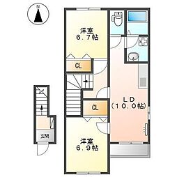 コンフォール皆春 2LDKの間取図画像