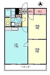 ロンド・ベル横尾 2LDKの間取図画像