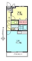 エクシア南春日 1LDKの間取図画像