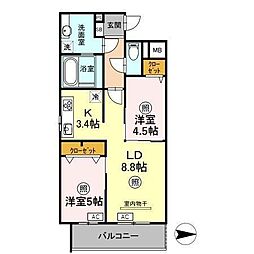 Dimorare 2LDKの間取図画像