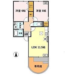 パークサイド 2LDKの間取図画像