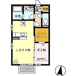 グランモア桜 1LDKの間取図画像