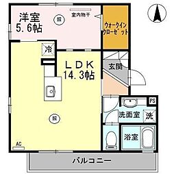 セジュール山野草 1LDKの間取図画像