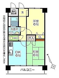 ルネス中野 2DKの間取図画像