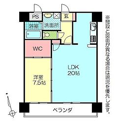 鶴羽ビル2 1LDKの間取図画像