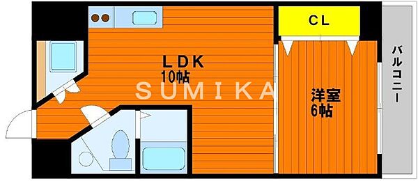 マンションニューヨーク医大東 ｜岡山県岡山市北区清輝橋4丁目(賃貸マンション1LDK・3階・36.96㎡)の写真 その2