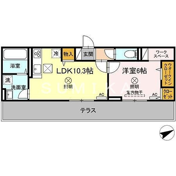 トリシア原尾島 ｜岡山県岡山市中区原尾島3丁目(賃貸アパート1LDK・1階・43.49㎡)の写真 その2