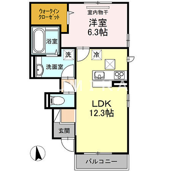 Ｌａ・Ｍａｉｓｏｎ　C棟 ｜岡山県岡山市北区富田(賃貸アパート1LDK・1階・46.98㎡)の写真 その2