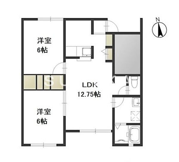 シャトーオーランドB ｜岡山県岡山市南区新保(賃貸アパート2LDK・1階・53.41㎡)の写真 その2