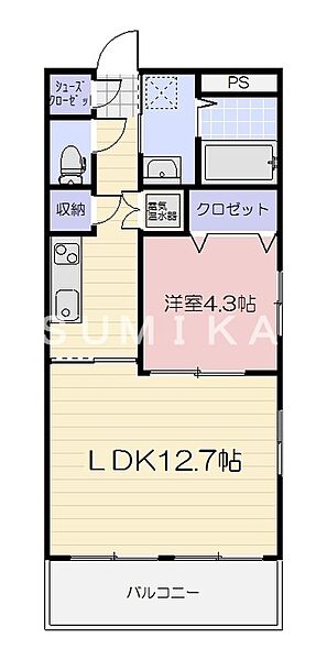 エルフィン ｜岡山県岡山市北区上中野1丁目(賃貸マンション1LDK・5階・40.50㎡)の写真 その2