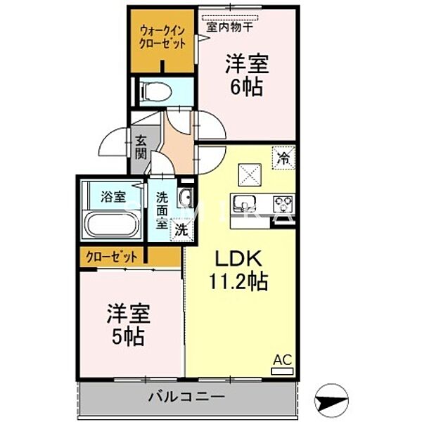 カーサ・ソレイユII ｜岡山県岡山市中区兼基(賃貸アパート2LDK・1階・53.48㎡)の写真 その2